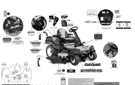 Label Map Diagram and Parts List for Z-FORCESX48KW (47RIDGJB010)(2022) Cub Cadet Lawn Tractor